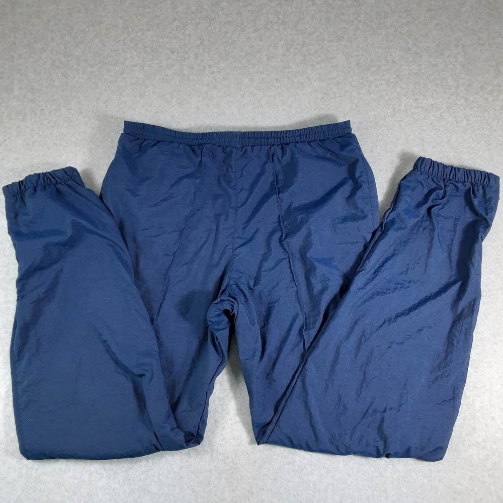 VTG Tail Mens Track Pants Navy Blue Elastic Waist Zipper Cuff Lined Athletic Med